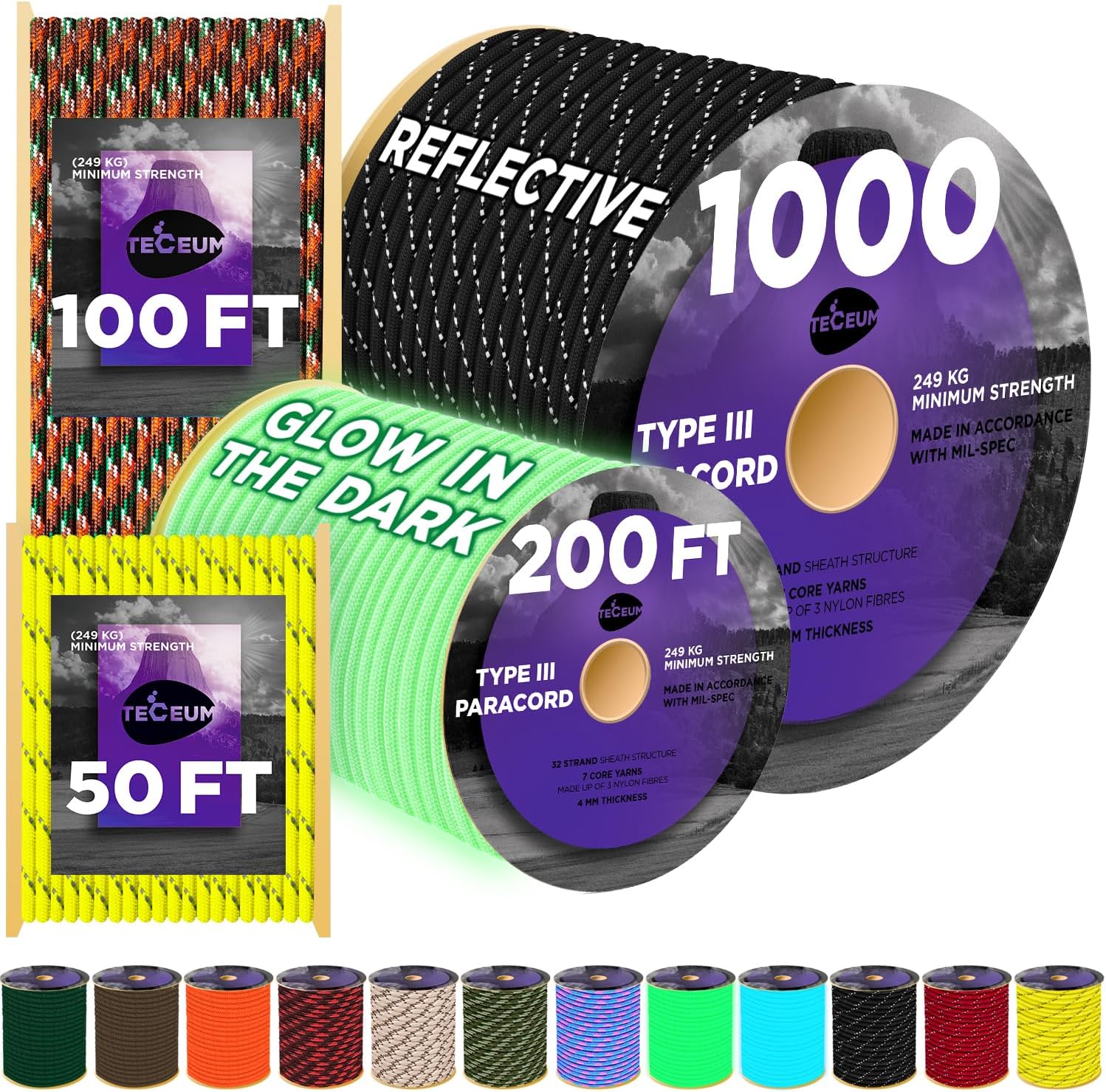 Reflective Paracord Rope 1000f - Para Cord 1000Ft avaliação e preço