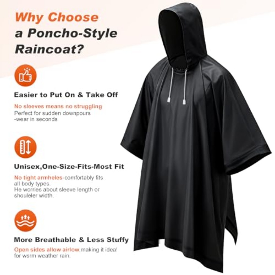 8 Pack Hooded Rain Ponchos for - Emergency Poncho Rain avaliação e preço