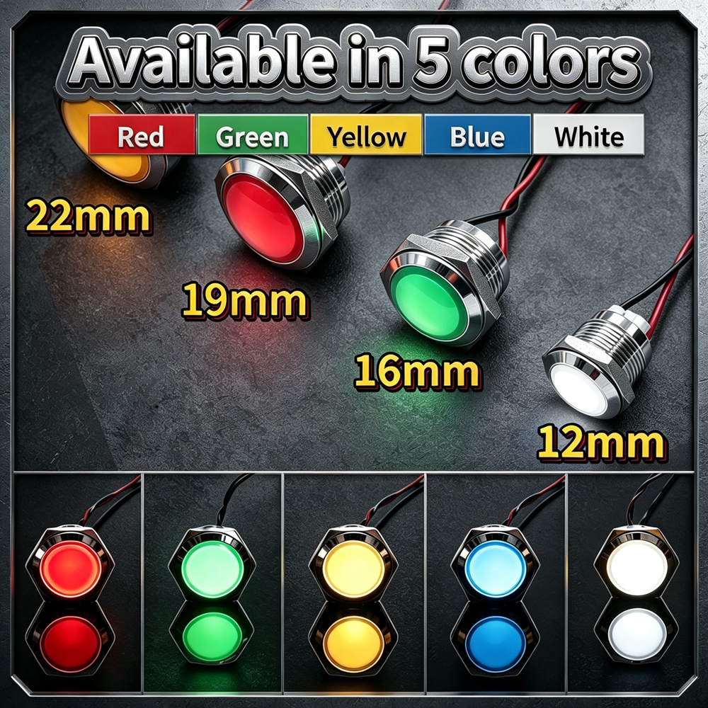 12mm 16mm 19mm 22mm Metal LED  - Signal Panel Orange avaliação e preço