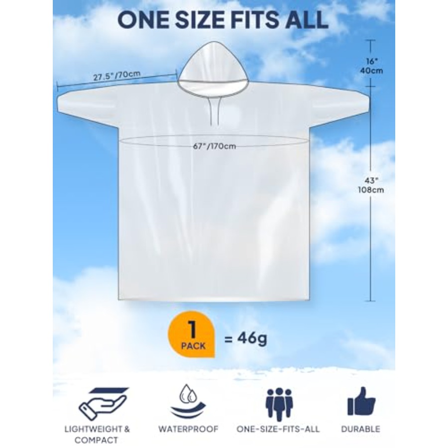 ANYOO Disposable Rain Poncho f - Emergency Poncho Rain avaliação e preço