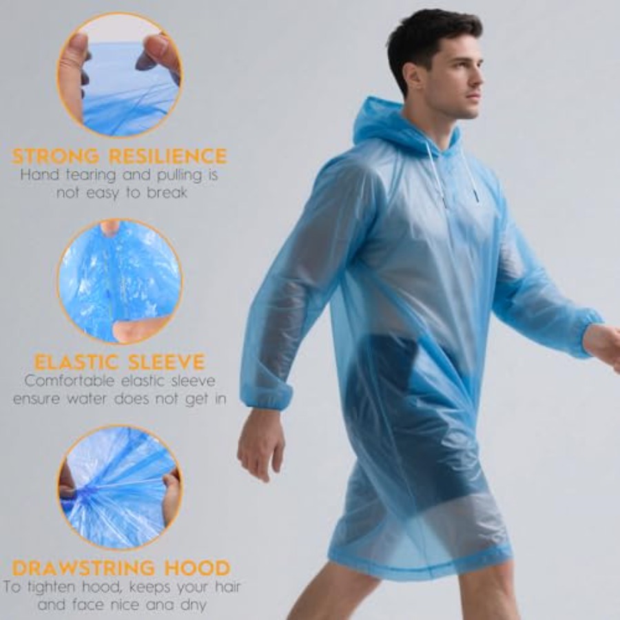 and and Disposable Rain Poncho - Emergency Poncho Rain avaliação e preço