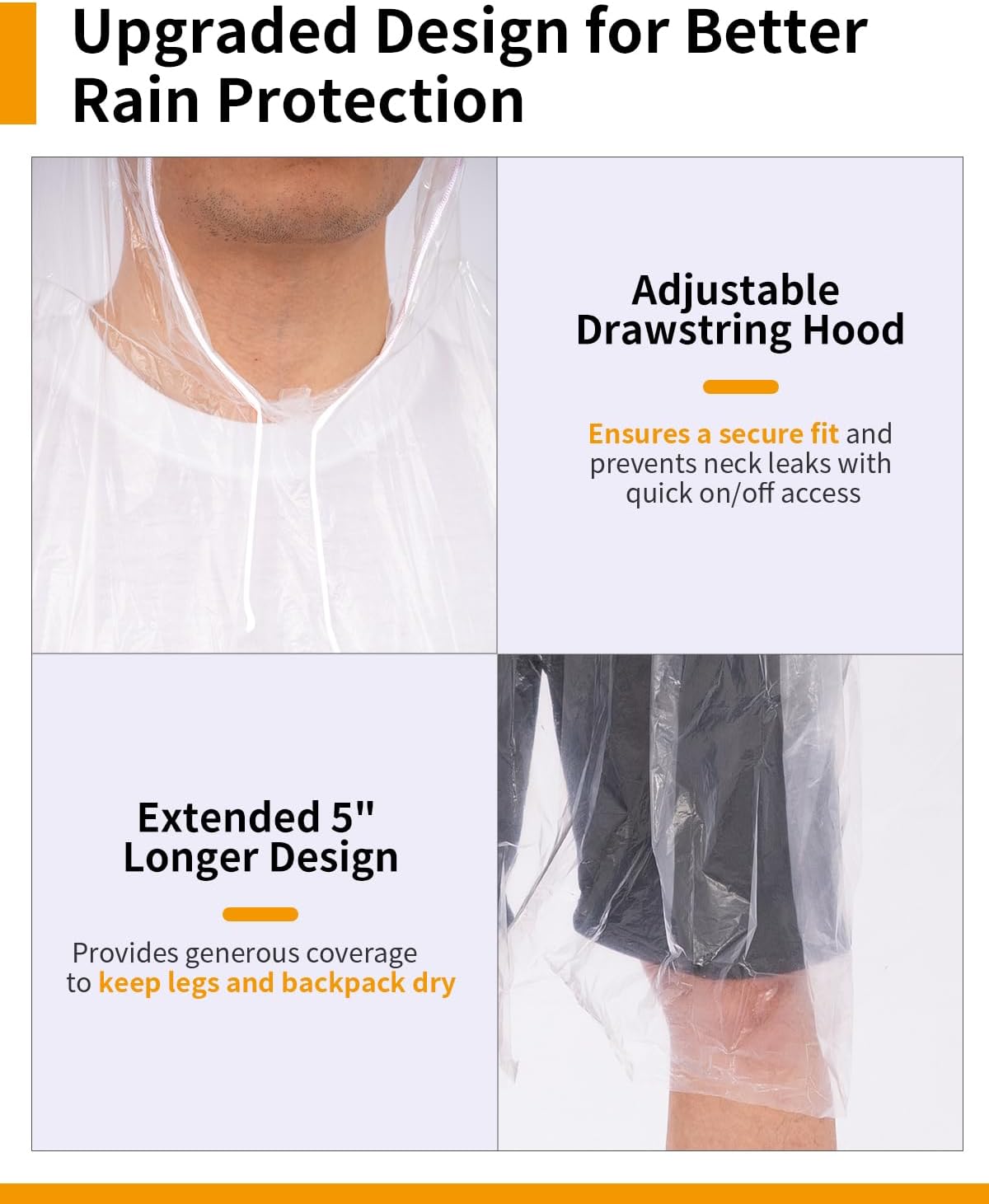 Extra Long Rain Ponchos for Ad - Emergency Poncho Rain avaliação e preço