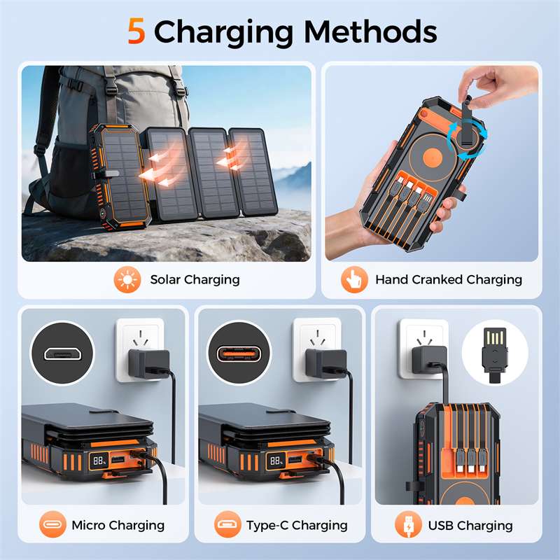 20000mAh Hand Crank Solar Powe - Solar Emergency Charger avaliação e preço