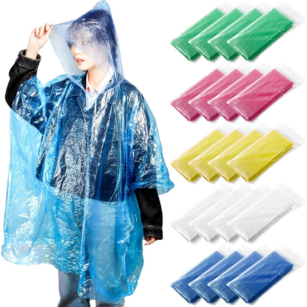 20 Pack Disposable Rain Poncho - Emergency Poncho Rain avaliação e preço