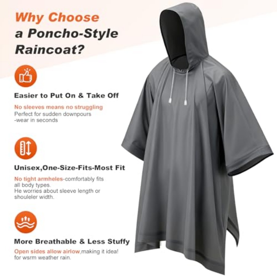 8 Pack Hooded Rain Ponchos for - Emergency Poncho Rain avaliação e preço