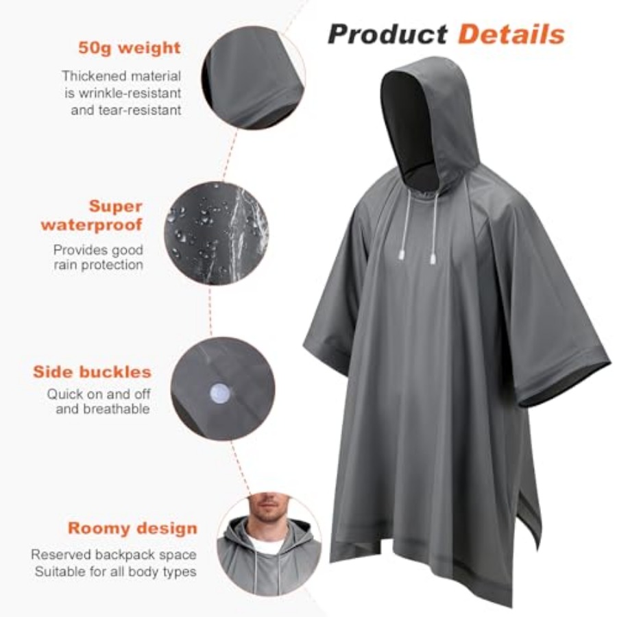 8 Pack Hooded Rain Ponchos for - Emergency Poncho Rain avaliação e preço