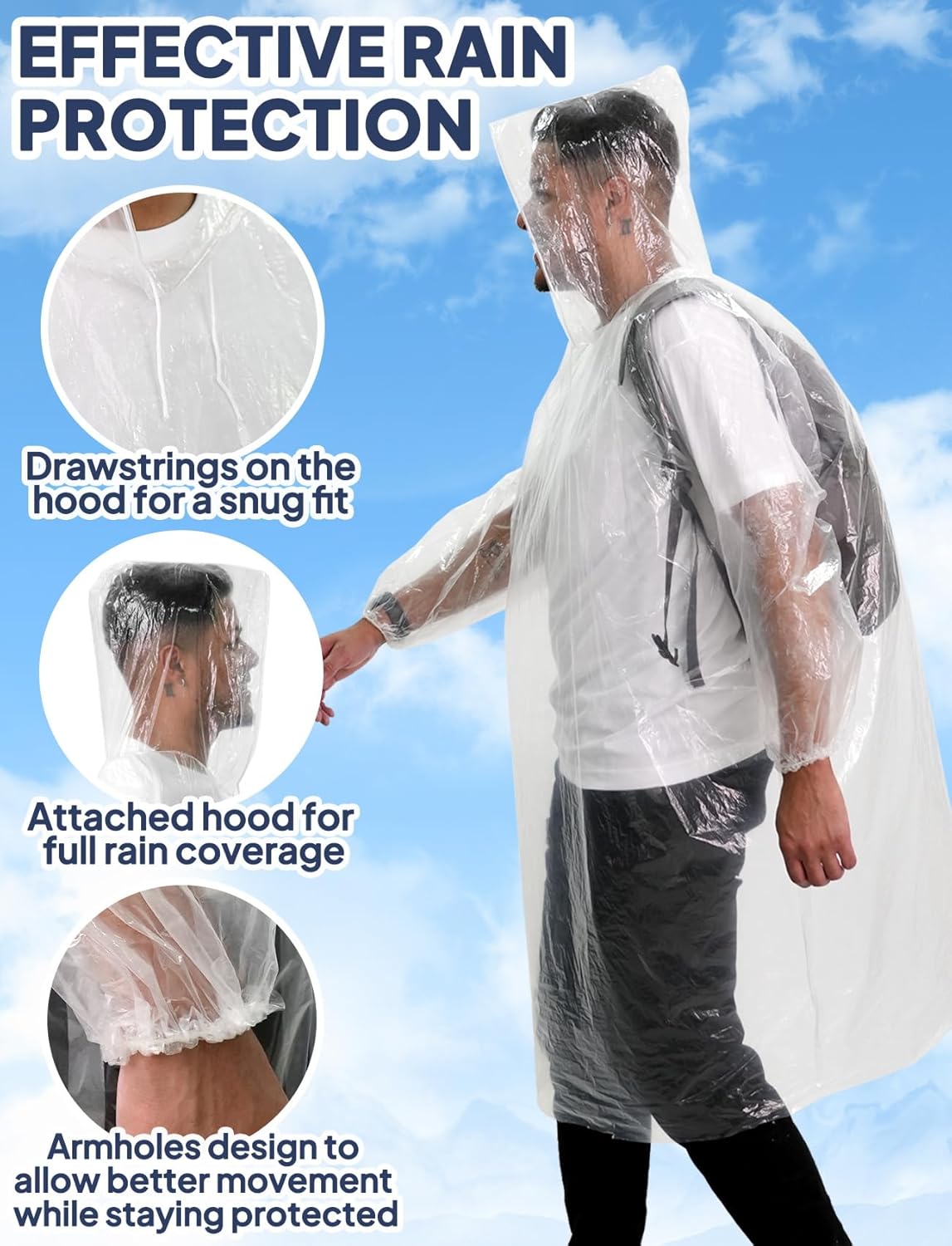 Disposable Rain Poncho for Adu - Emergency Poncho Rain avaliação e preço