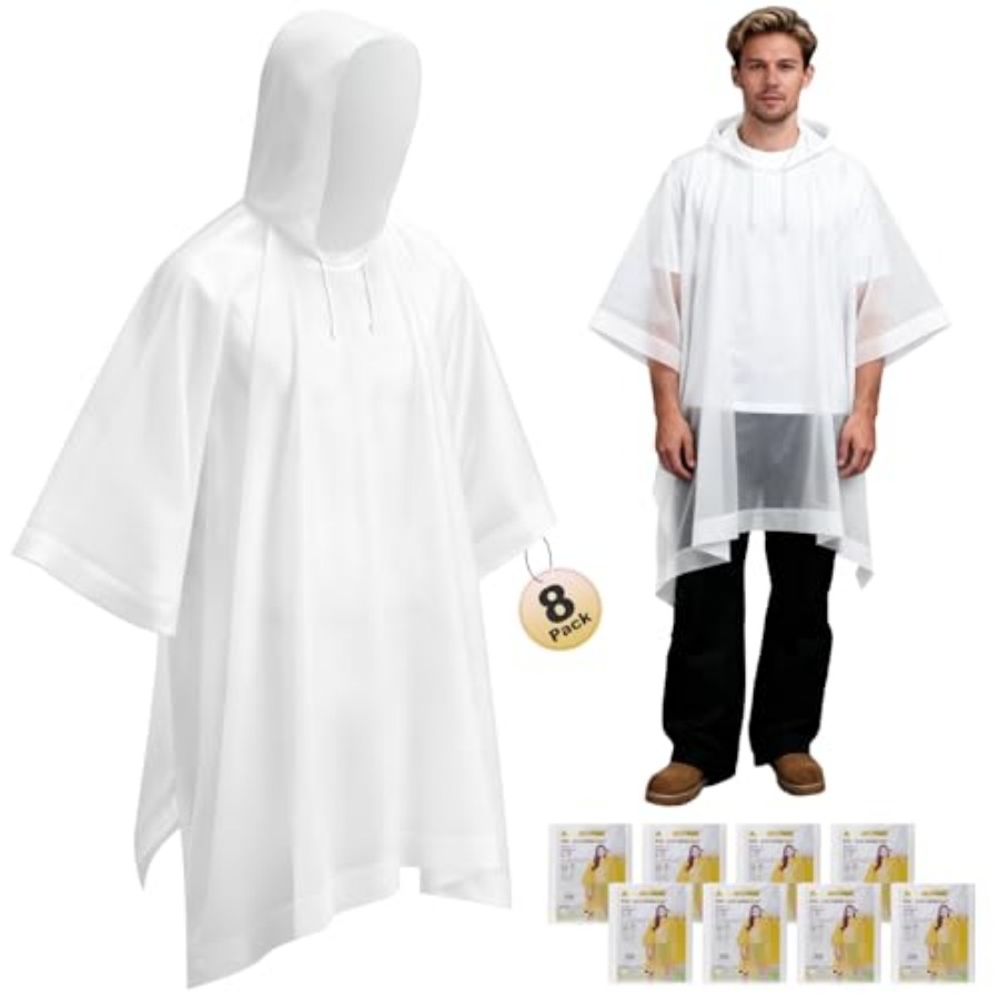 8 Pack Hooded Rain Ponchos for - Emergency Poncho Rain avaliação e preço